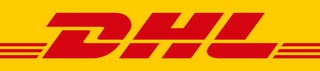 Man sieht das Logo des Versanddienstleisters DHL